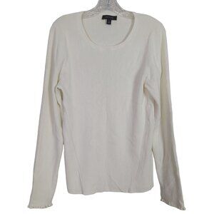 Ann Taylor Women's sweater sz XXL White Ribbed Knit long sleeves‎
